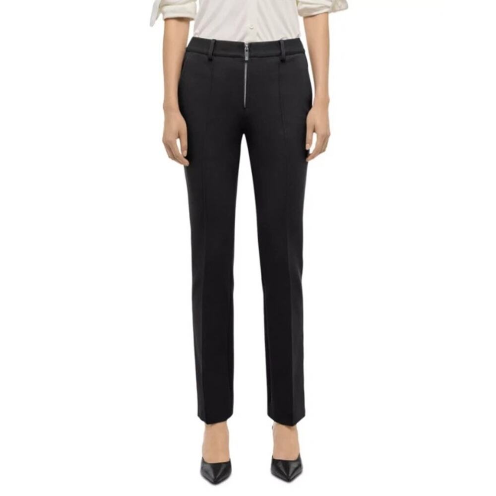 Helmut Lang Stretch Zip Slim Straight Leg Black Trouser Pants Size 4 NWT